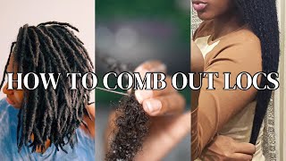 How To Comb Out Locs and Retain Length Locs CombOut Hairtutorial [upl. by Skell433]