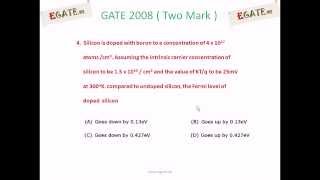 Problem on Semiconductor Fermi Level  GATE 2008 ECE Electronic Devices  wwwegatews [upl. by Hirst173]