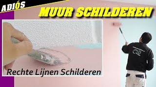 MUUR SCHILDEREN Rechte lijnen schilderen langs plafond Schildersbedrijf Edens Apeldoorn 2018 [upl. by Latham745]