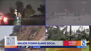 KTLA Team Weather Coverage Major storm soaks Southern California floods roads downs trees [upl. by Arianna]