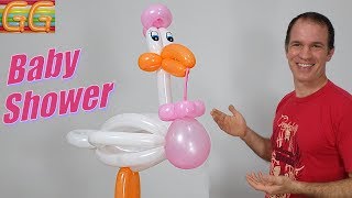 Como hacer una CIGUEÑA para baby shower 👶 Decoracion baby shower niña  globoflexia  Gustavo gg [upl. by Aistek]