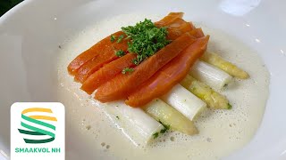 Recept witte asperges met gerookte vis Michelin waardig recept [upl. by Refinnaej185]