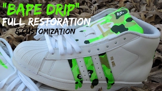 ADIDAS PRO MODEL quotBAPE DRIPquot FULL RESTORATION amp CUSTOMIZATION [upl. by Ayeki695]