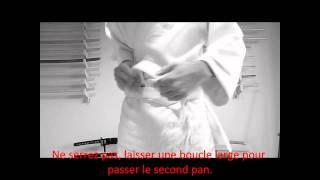 Comment nouer sa ceinture   Aikido Judo Karate  Technique sans croisement noeud plat [upl. by Ajnotal130]