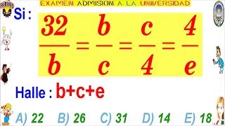 Examen Admisión a la Universidad CALLAO Razones y proporciones Solucionario UNAC [upl. by Welford915]