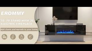 EROMMY 70 Floating TV Stand with 36 Electric Fireplace [upl. by Arymas]