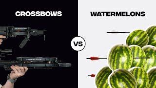 Watermelons vs Crossbows how many watermelons does it take to stop a crossbow [upl. by Peer]