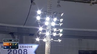 BALTB Lightning causes power outage in 8th inning [upl. by Lledner]