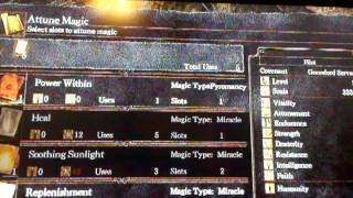 Dark Souls HOW TO EQUIP AND USE PYROMANCY SORCERY OR MIRACLES [upl. by Laro]