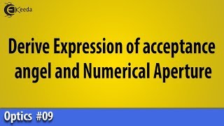 Derive Expression of acceptance angle and Numerical Aperture  Optics  Basic Physics [upl. by Hyps]