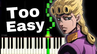 Giornos Theme  Best Part  VERY EASY Piano Tutorial Shorts [upl. by Nail]