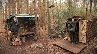 Camping Overnight at The Bushcraft Camp amp Off Grid Cabin in the Woods [upl. by Ahselrak]