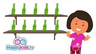 Ten Green Bottles Hanging On The Wall  Song With Lyrics  Nursery Rhymes For Kids  Happy Kids [upl. by Yngad]