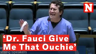 Fauci Give Me That Ouchie See Man Rap About COVID Vaccine To City Hall In Viral Video [upl. by Trebron361]