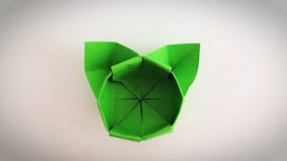 Origami flower basket how to make a small paper flower basketDIY for kids [upl. by Golter140]