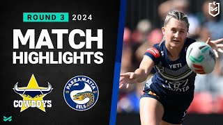 NRLW 2024  Cowboys v Eels  Match Highlights [upl. by Tamah822]