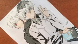 Speed drawing of Haise sasaki amp Kaneki kenTokyo ghoul [upl. by Aihsele950]