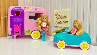 Barbie Club Chelsea Toy Car amp Camper Playset 2x Chelsea Bay Small Dolls Barbie chelsea [upl. by Ylus]