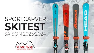 SKITEST SportCarver 202324  Atomic Redster Rossignol Forza Nordica Spitfire Head WCR e Race [upl. by Ahsiekar]