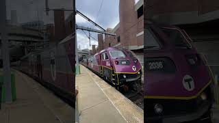 MBTA HSP46 Commuter Rail at South Station heading outbound mbta [upl. by Lienet]