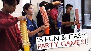 15 Fun amp Easy Party Games For Kids And Adults Minute to Win It Party [upl. by Dey]