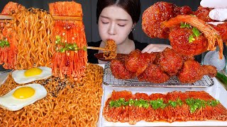 ASMR MUKBANG  쿨탐찼다 🔥맵맵맵조합🔥 불닭볶음면 amp 매운양념치킨 amp 불닭팽이버섯 먹방 Spicy Food Combo Noodle Chicken Mushroom [upl. by Eliot]