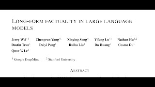 Longform factuality in large language models [upl. by Gniliem678]