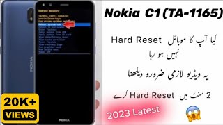 Nokia C1 TA1165 HARD RESET  PinPatternPassword Unlock Without PC💯✅2023 [upl. by Yanal]