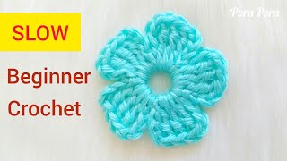 How To Crochet A Simple Flower I Step by Step Crochet Flower Tutorial For Beginners [upl. by Vescuso]