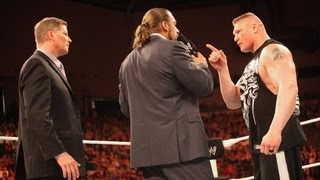 Brock Lesnar attacks Triple H Raw April 30 2012 [upl. by Drue442]