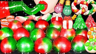 ASMR MUKBANG DRINKING SOUNDS XMAS HONEY JELLY EDIBLE WATER BOTTLES FROG EGGS CANDY EATING 먹방 [upl. by Engelhart]