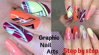 easy nail arts graphic nail design shellac nail designs nail art beginner [upl. by Patrizio153]