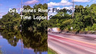 Des Plaines river flood 2017  4K time lapse comparison [upl. by Asiuol]