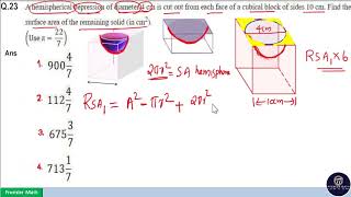 A hemispherical depression of diameter 4 cm is cut out from each face of a cubical block of sides 10 [upl. by Furiya279]