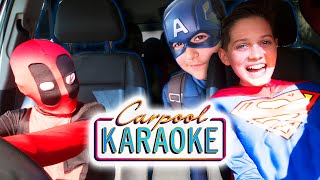 SUPER HERO CARPOOL KARAOKE  Kids Parody [upl. by Seerdi]