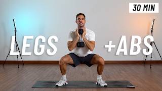 30 Minute Legs amp Abs Workout With Dumbbells  Strengthen amp Build Your Lower Body [upl. by Amhser515]