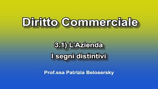 Diritto Commerciale  31 LAzienda I segni distintivi [upl. by Athalia588]