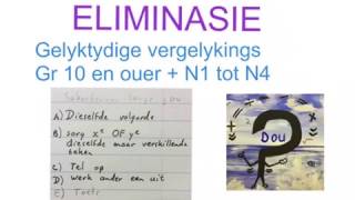 Gelyktydige vergelykings Eliminasie gr10 N1 tot N4 wiskdou [upl. by Arreip597]