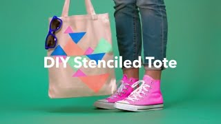 DIY Stenciled Tote  How to Stencil on Canvas [upl. by Znarf]