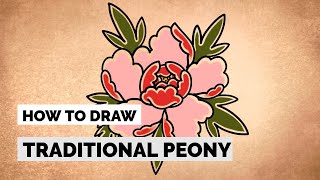 How to Draw a Easy Peony Flower  Tattoo Drawing Tutorial [upl. by Aicenaj]