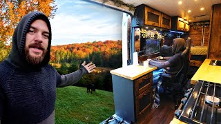 Fall Vanlife Camping Routine in Lush Forest [upl. by Joann]