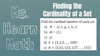 Set Theory Chapter Finding Cardinalities of Sets [upl. by Berglund]