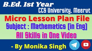 Maths Micro Lesson Plan  in English  BEd 1st Year  ccsu [upl. by Roper457]