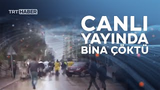 Deprem anında binanın çökmesi canlı yayına yansıdı [upl. by Lydia]