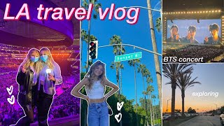 LA TRAVEL VLOG BTS permission to dance on stage concert hollywood sign santa monica amp more [upl. by Ycak]