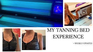 MY TANNING BED EXPERIENCE   WEEKLY UPDATES [upl. by Tehc]