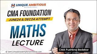 CMA FOUNDATION  Maths  L 42 JuneDec2024 Free Batch  CMA Pushkaraj Bedekar [upl. by Ashbey]