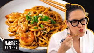 15minute Garlic Shrimp Udon Noodles  Marions Kitchen [upl. by Ogdon]