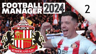 TRYING TO SIGN A STRIKER  MANAGING SUNDERLAND EP2  FOOTBALL MANAGER 2024 [upl. by Aisatsana]