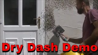 HOW I PATCH DRY DASH RENDERROUGHCASTPEBBLE DASH DEMO PART 1 [upl. by Eilagam]